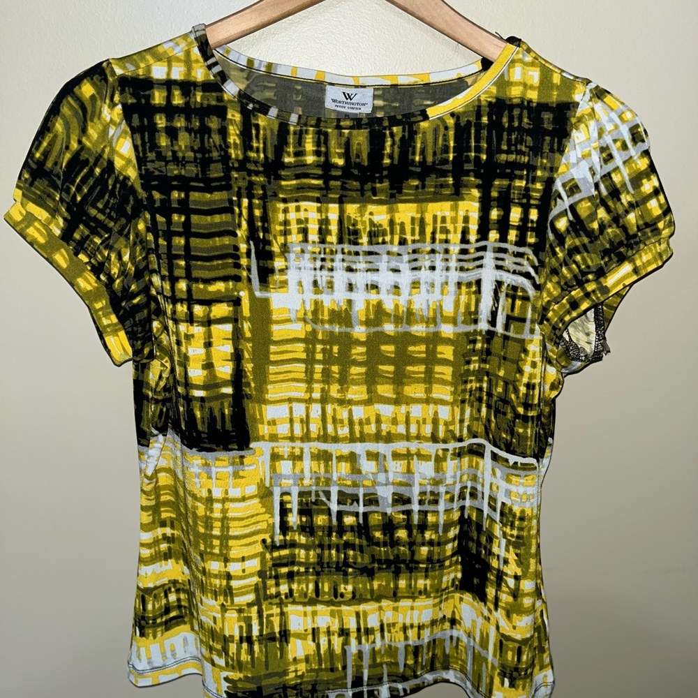 Worthington Yellow Plaid Top